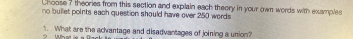Choose 7 theories from this section and explain