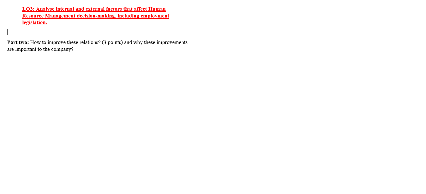 LO3: Analyse internal and external factors that