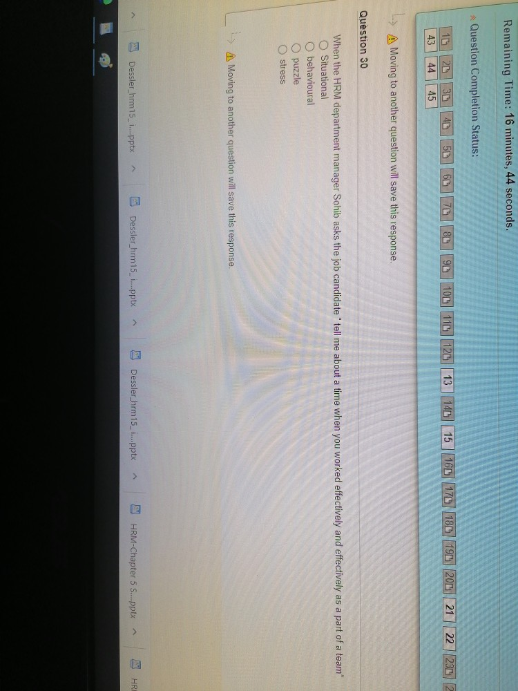 Remaining Time: 16 minutes, 44 seconds. Question