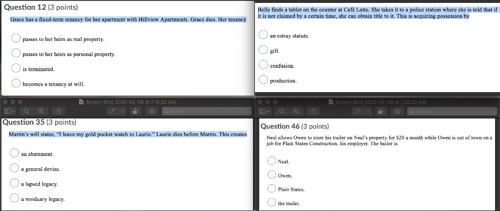 Question 12 (3 points) Belle finds a tablet on