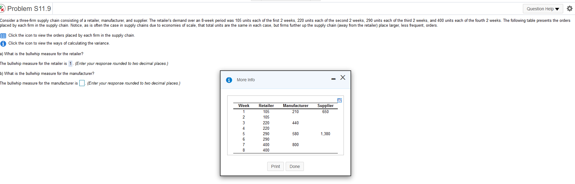 b) Problem S11.9 Question Help o Consider a