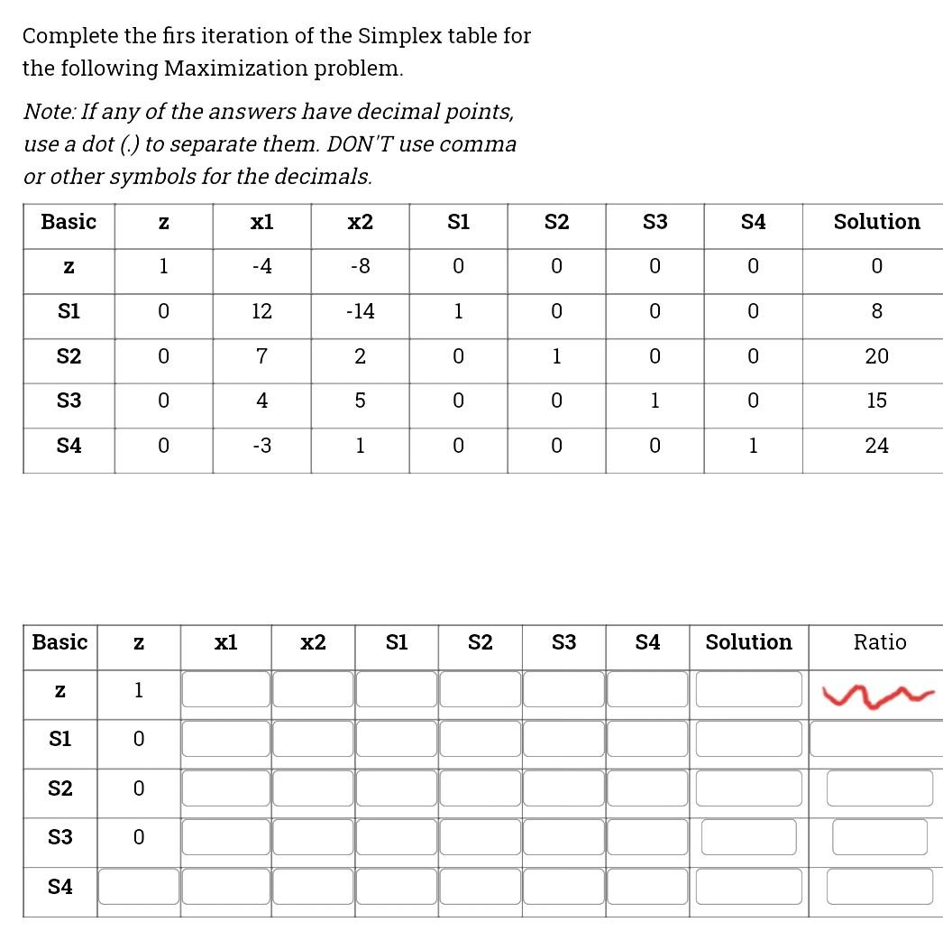 Operations Research Optimization Please fill the