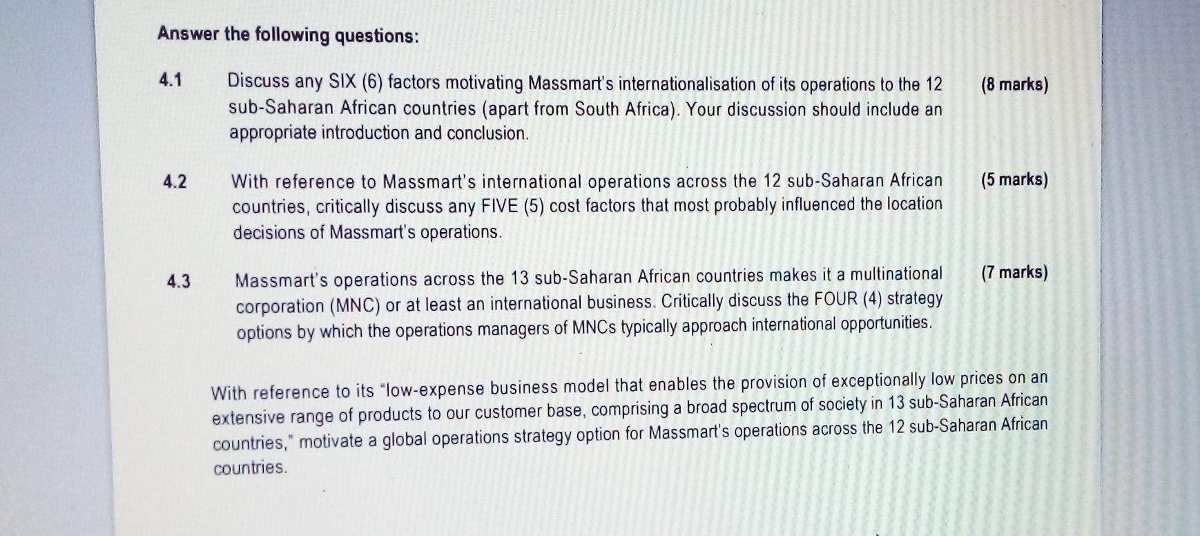 Answer the following questions: 4.1 (8 marks)