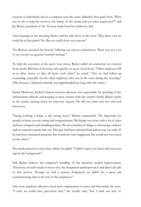 Please answer the questions referring to the CASE