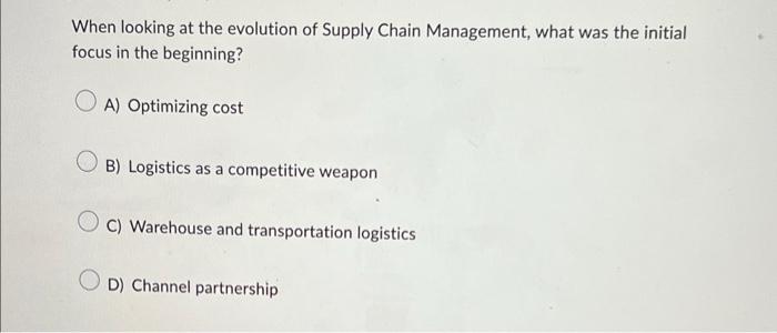 When looking at the evolution of Supply Chain