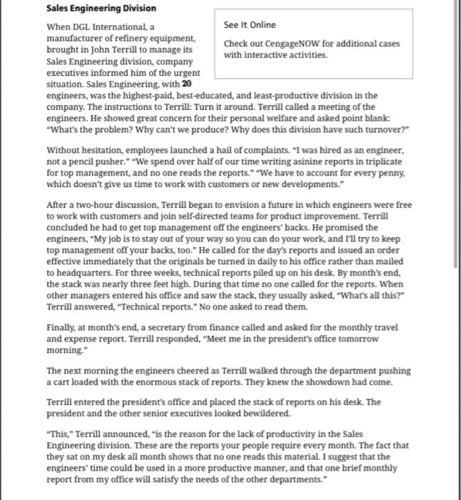 please help me with this case Sales Engineering