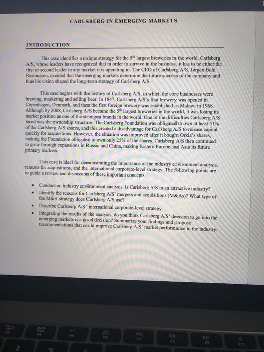 CARLSBERG IN EMERGING MARKETS INTRODUCTION This