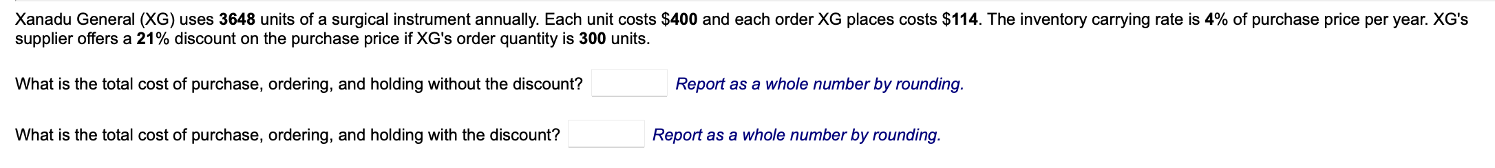 Xanadu General (XG) uses 3648 units of a surgical
