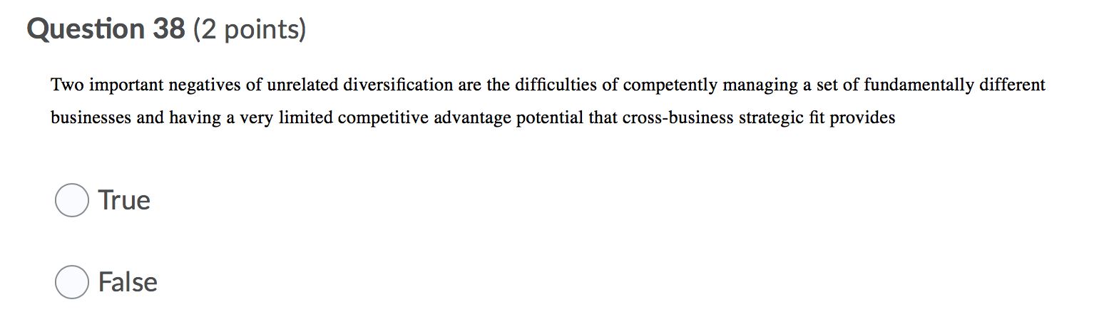 Question 38 (2 points) Two important negatives of