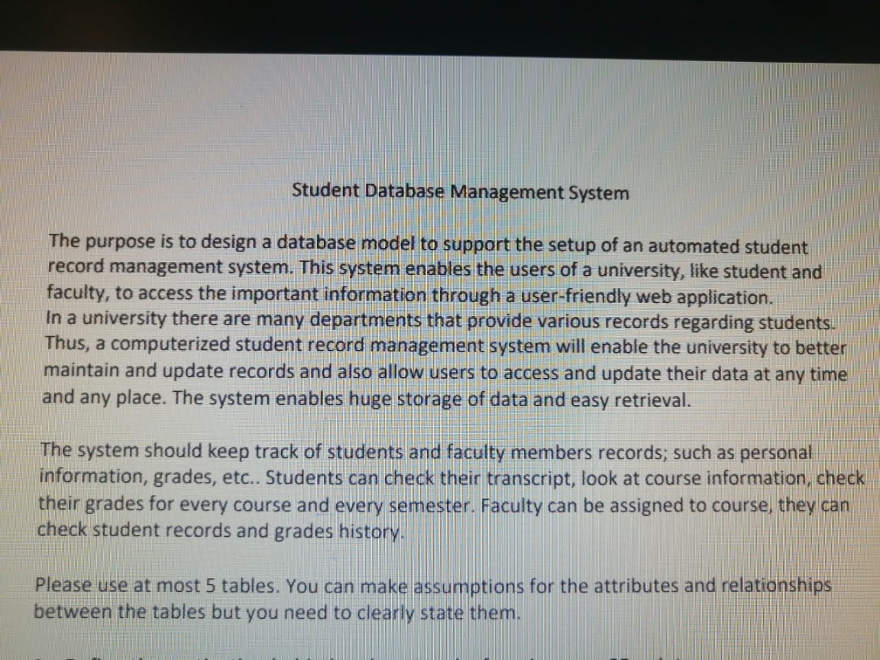 Student Database Management System The purpose is
