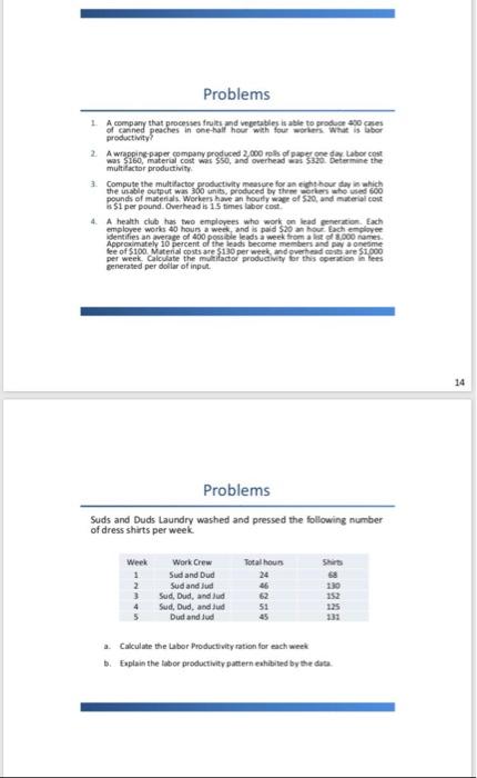 Problems 1. A company that processes fruits and