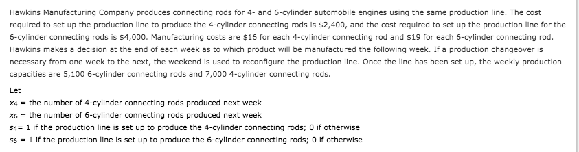 Hawkins Manufacturing Company produces connecting