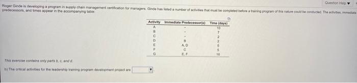 Question Ho Roger Ginde is developing a program