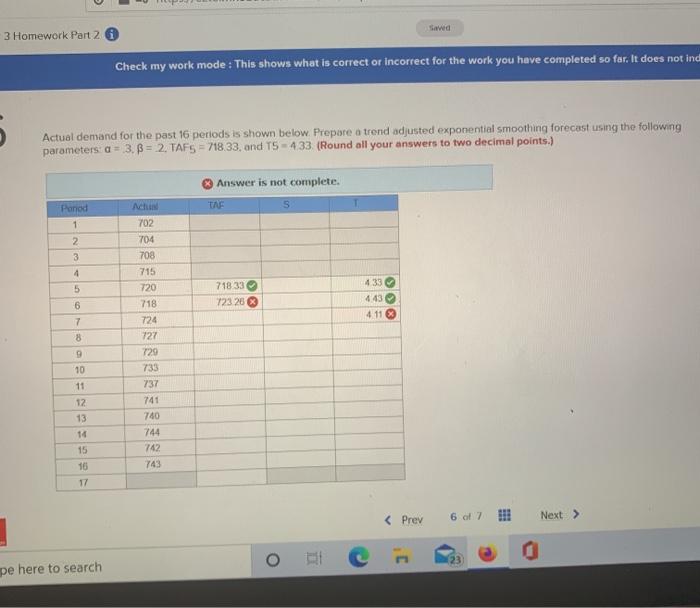 please help 3 Homework Part 2 Check my work mode
