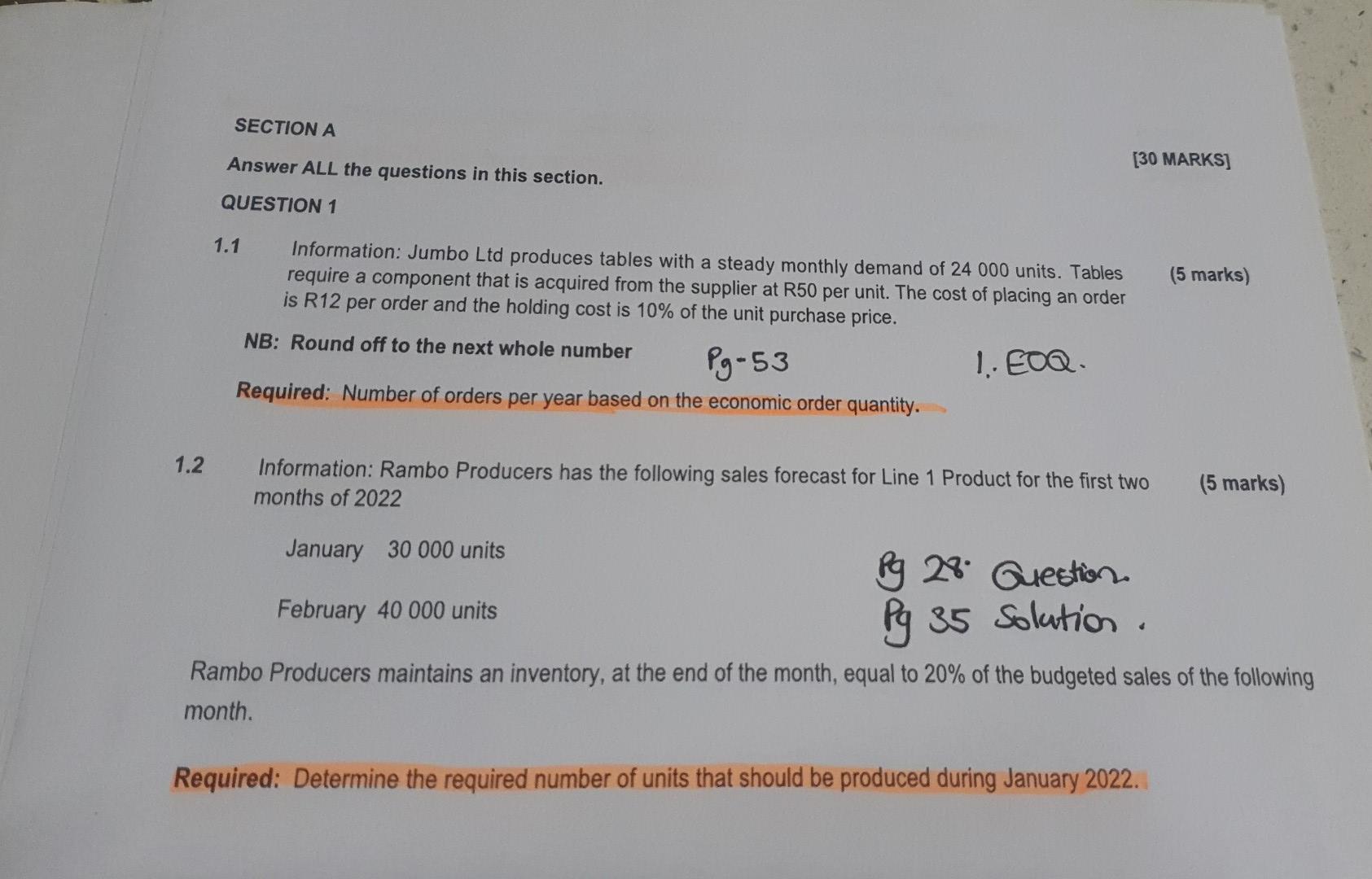 please help SECTION A Answer ALL the questions in