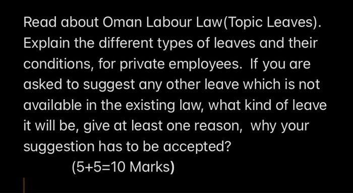 Read about Oman Labour Law (Topic Leaves).