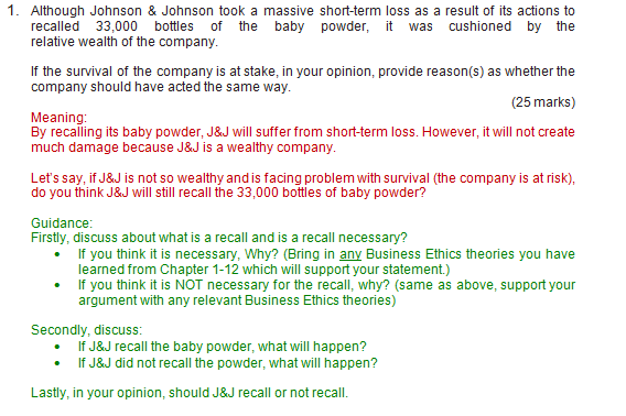 1. Although Johnson & Johnson took a massive