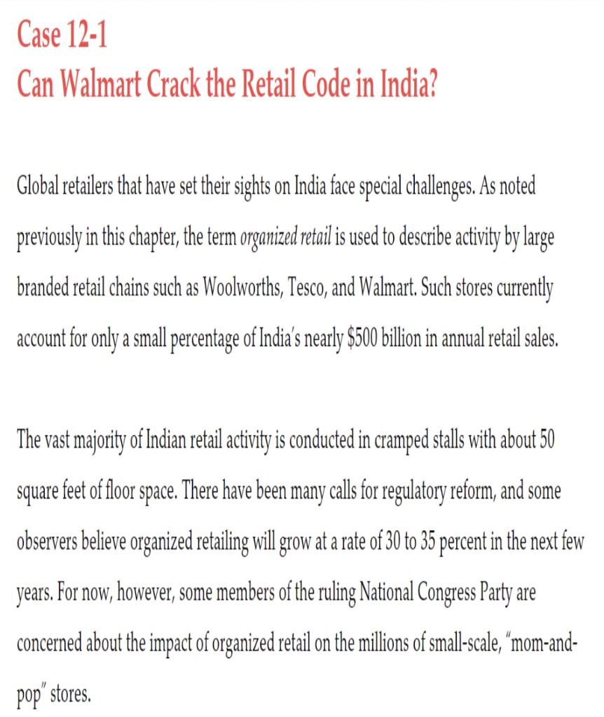 Case 12-1 Can Walmart Crack the Retail Code in