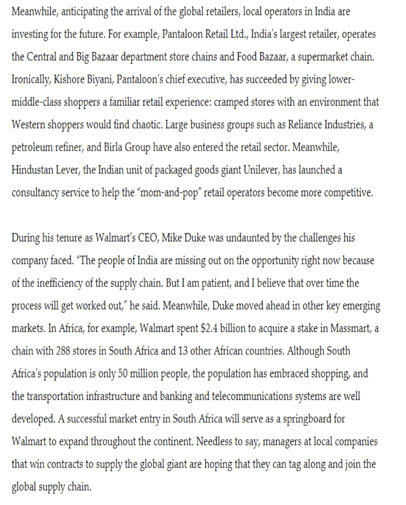 Case 12-1 Can Walmart Crack the Retail Code in