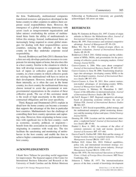 Summarize the Article Global Strategy Journal