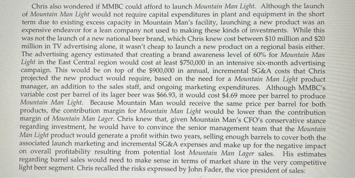 using the cost estimated that Chris has given to