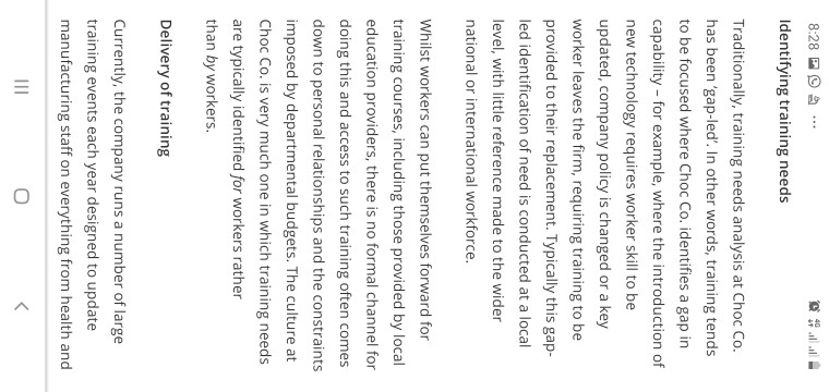 8:27 99 Learning and Development at Choc Co. Choc