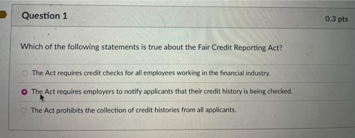 HR Question Question 1 0.3 pts Which of the