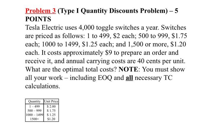 Problem 3 (Type I Quantity Discounts Problem) - 5