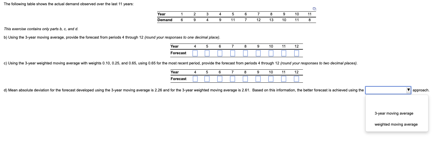 QUESTION 12 The following table shows the actual