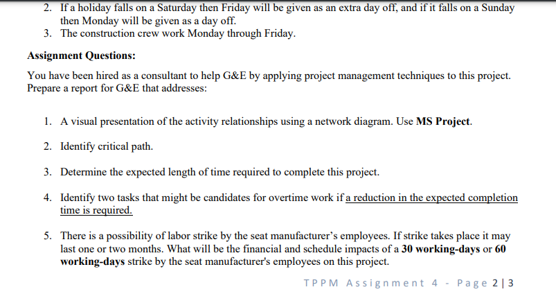 M4-2 Assignment The G&E Company is preparing a