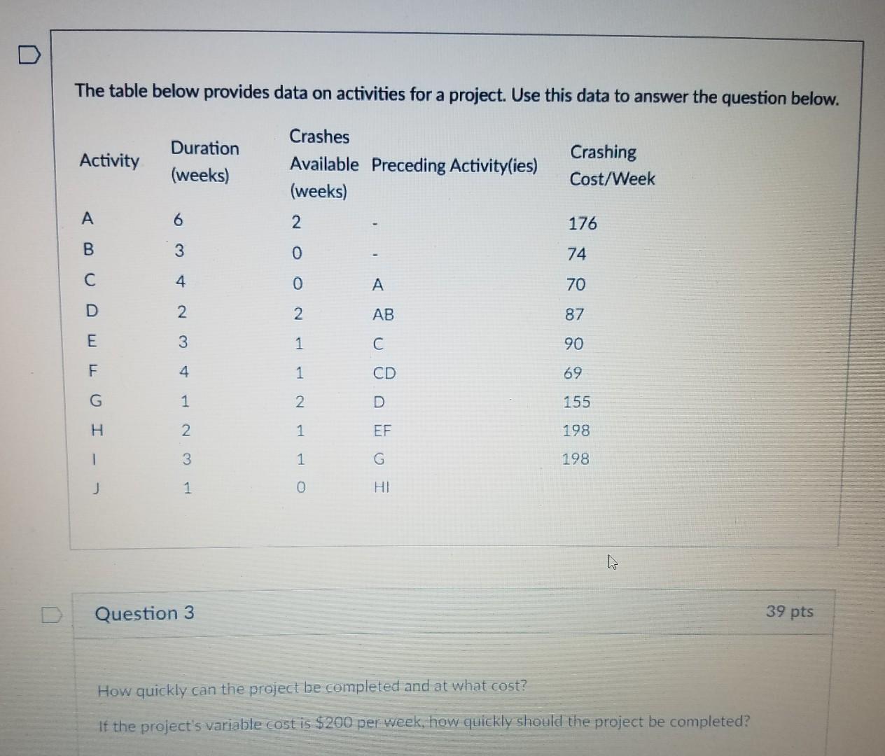 yes, this table and the question is complete.