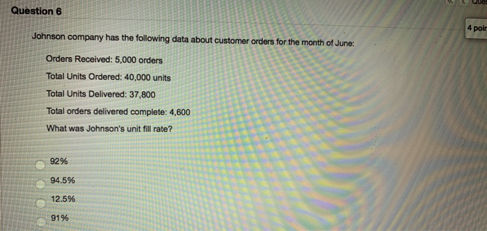 Question 6 4 poir Johnson company has the