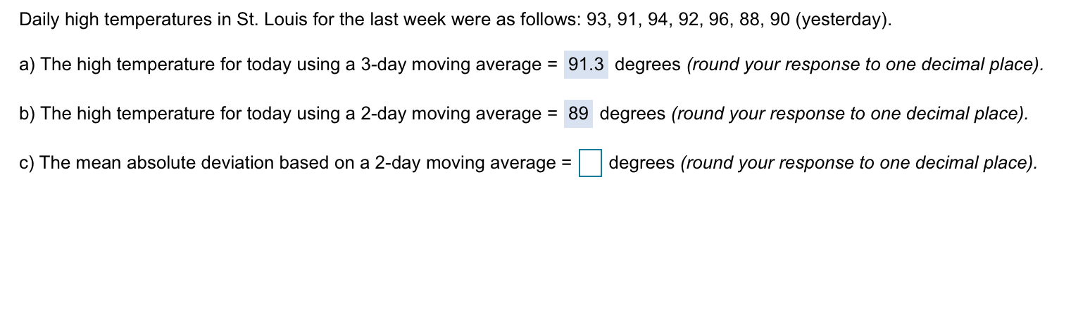 Daily high temperatures in St. Louis for the last