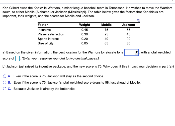 Drop down Option is "Jackson" or "Mobile" Ken