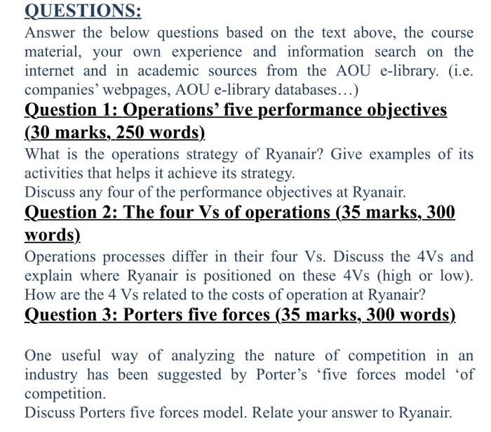 QUESTIONS: Answer the below questions based on