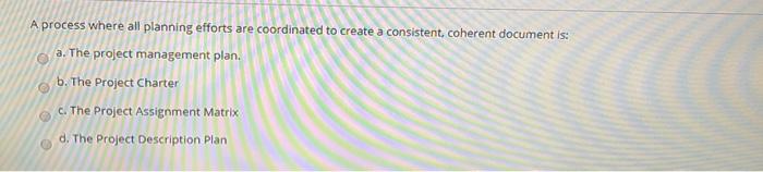 A process where all planning efforts are