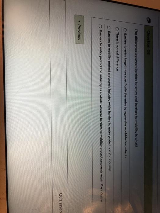 Question 18 The difference between barriers to