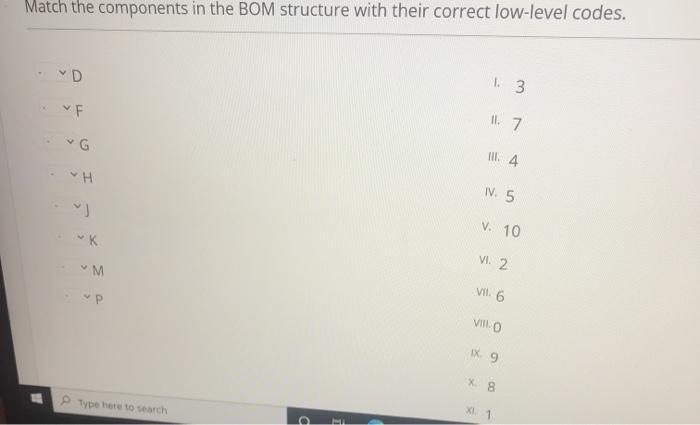 You are presented with the following BOM