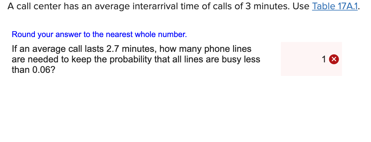 A call center has an average interarrival time of