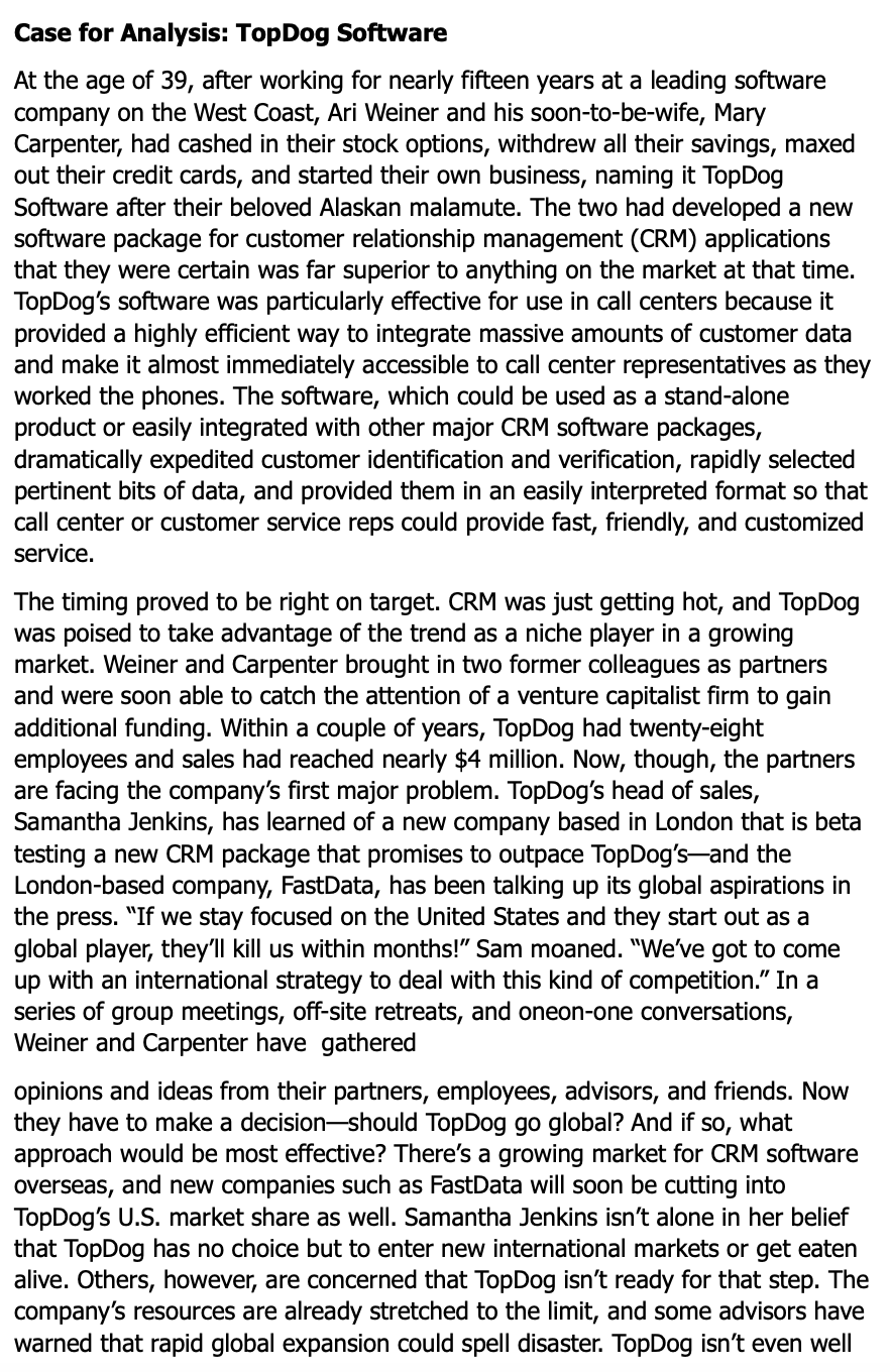 please answer the following questions Case for