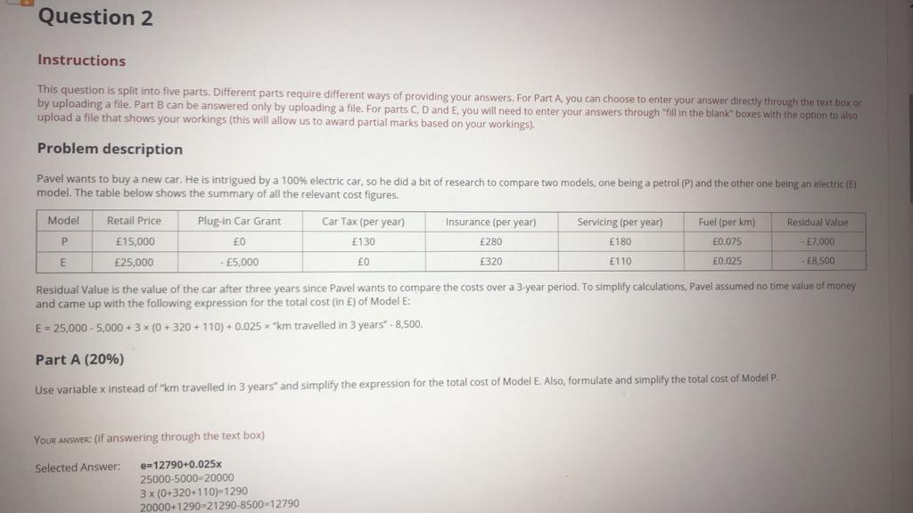 Question 2 Instructions This question is split