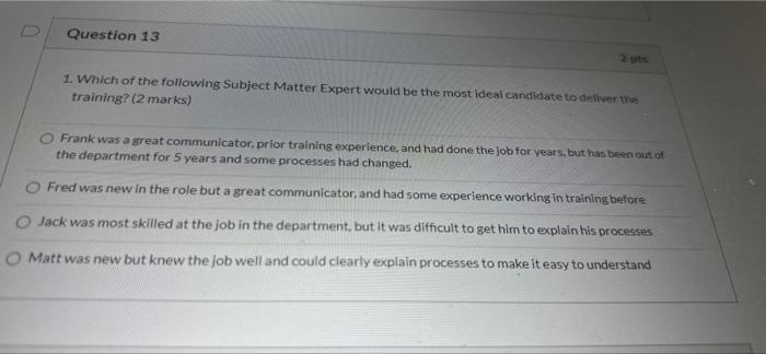 U Question 13 2 1. Which of the following Subject