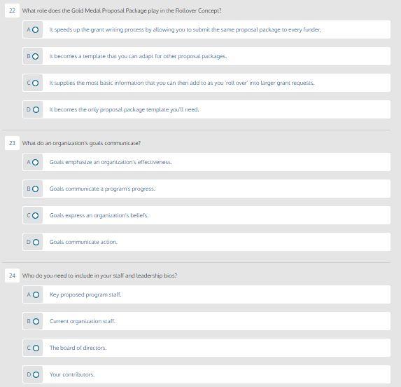 22 What role does the Gold Medal Proposal Package