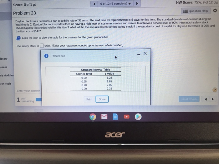 6 of 12 (9 complete) HW Score: 75%, 9 of 12 pts