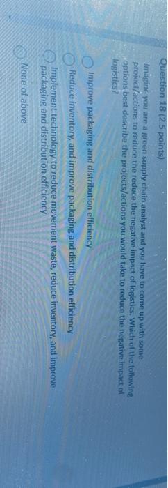 Question 17 (2.5 points) What are the main