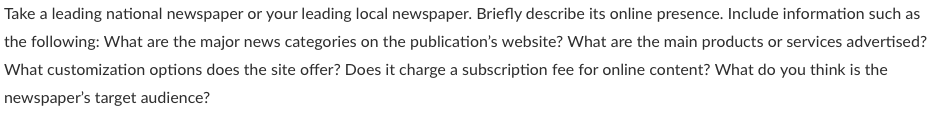 Take a leading national newspaper or your leading
