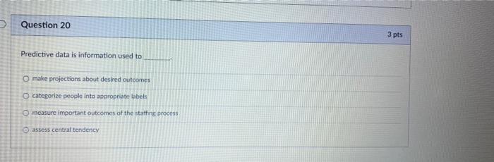 Question 20 Predictive data is information used
