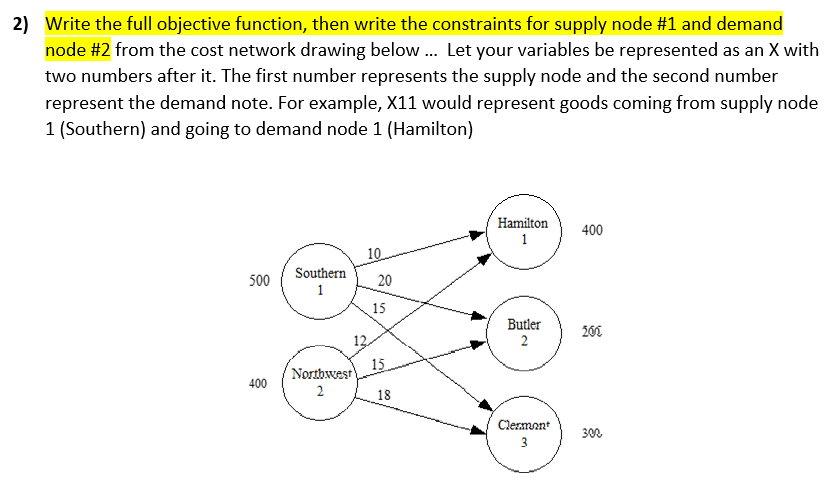 2) Write the full objective function, then write