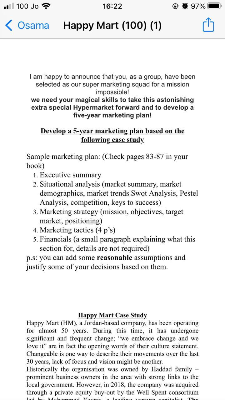 please help me with this case study 100 Jo 16:22