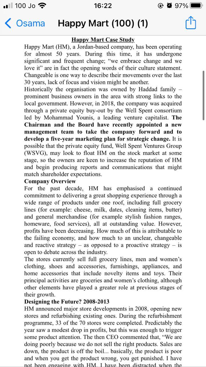 please help me with this case study 100 Jo 16:22